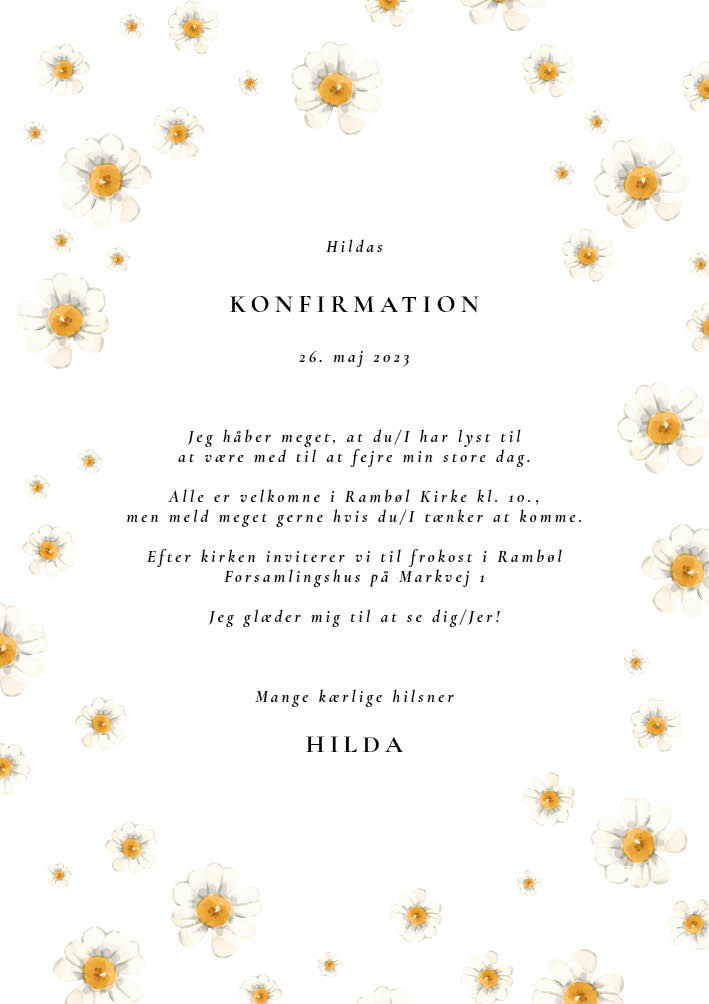 Invitationer - Hilda Konfirmation